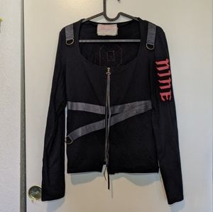 Nine zip up top with leather and metal details